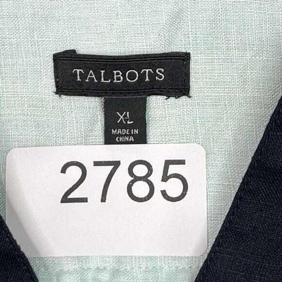 Talbots Top Shirt Linen Womens Mint Green Size XL Long Sleeve Classic Summer - Picture 8 of 11